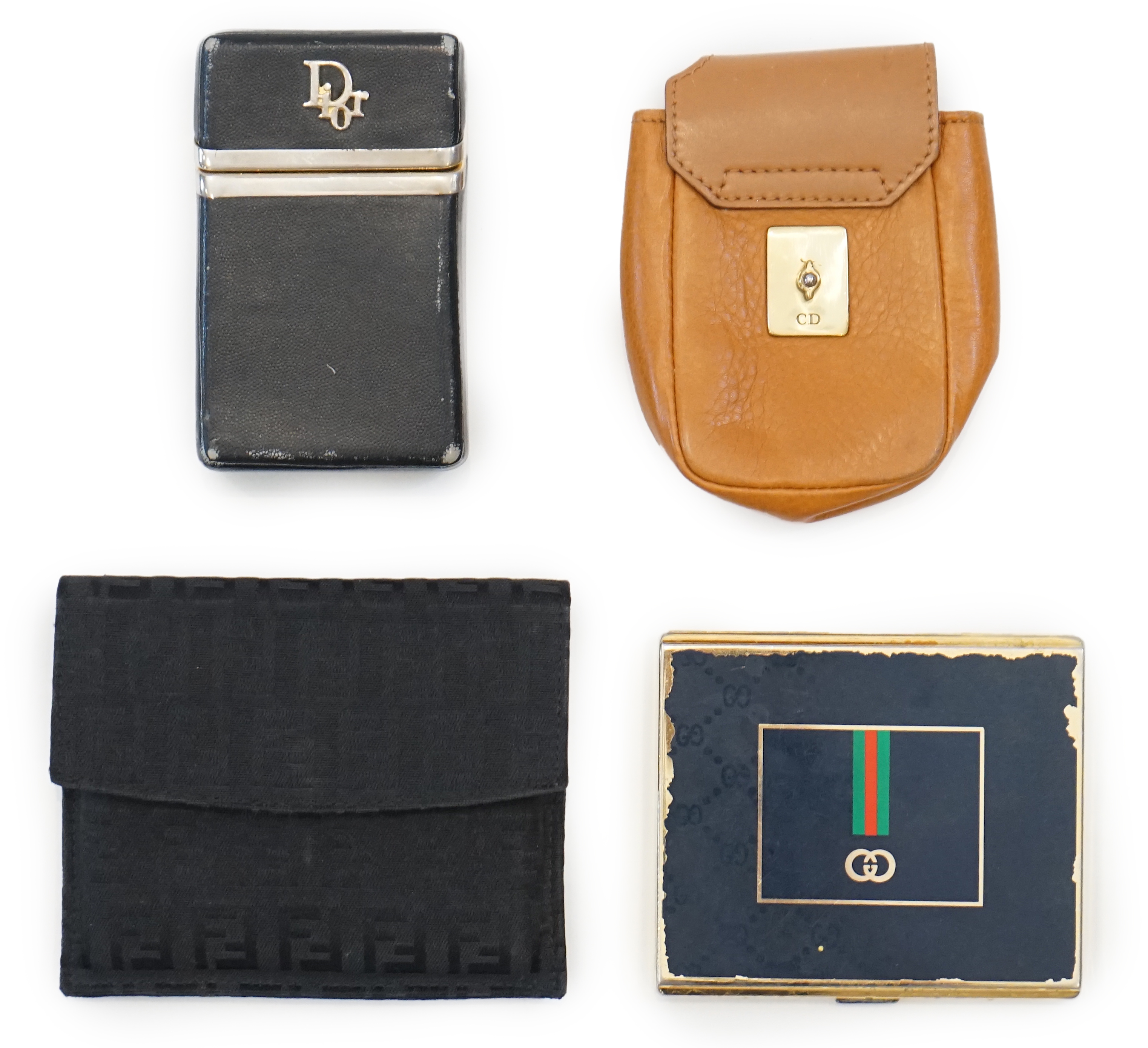 Four Vintage cigarette cases; Fendi, Gucci and two Dior